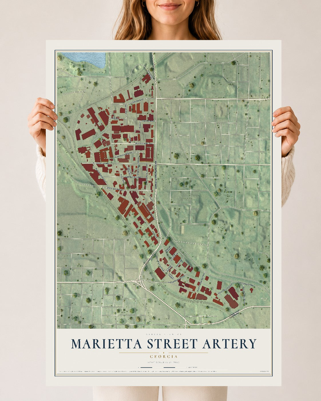 Marietta Street Artery, Georgia map print, 24" x 36" Archival Matte Print mockup