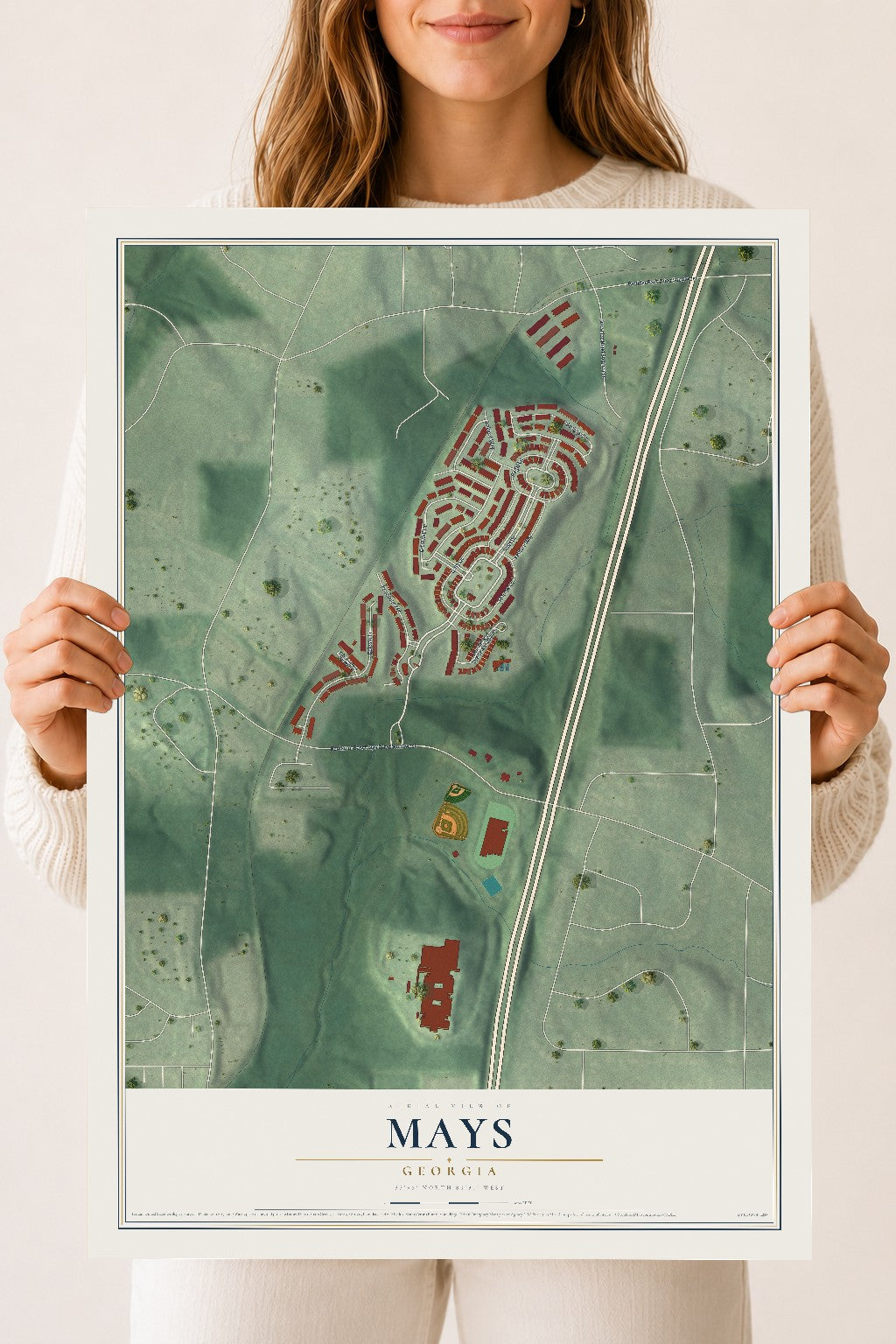 Mays, Georgia map print, 18" x 24" Archival Matte Print mockup