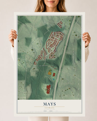 Mays, Georgia map print, 24" x 36" Archival Matte Print mockup
