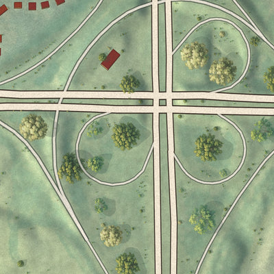 Close-up 1 of the Meadowbrook Forest, Georgia map artwork