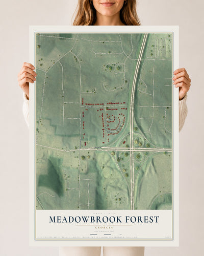 Meadowbrook Forest, Georgia map print, 24" x 36" Archival Matte Print mockup