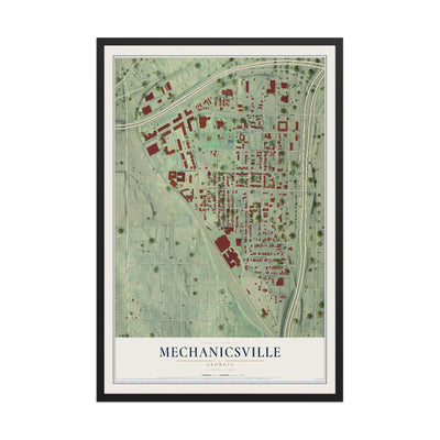 Mechanicsville, Georgia map print, 12" x 18" W/ Black Ayous Wood Frame mockup