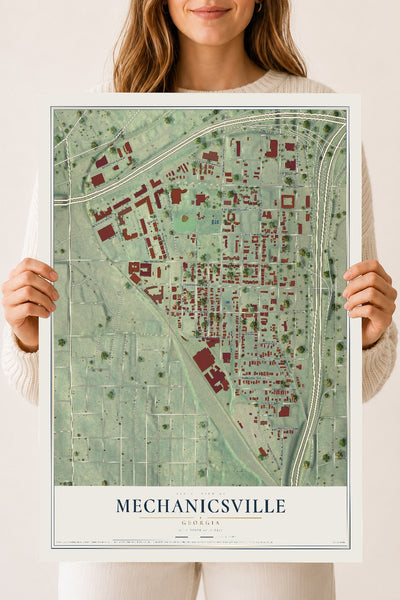 Mechanicsville, Georgia map print, 18" x 24" Archival Matte Print mockup