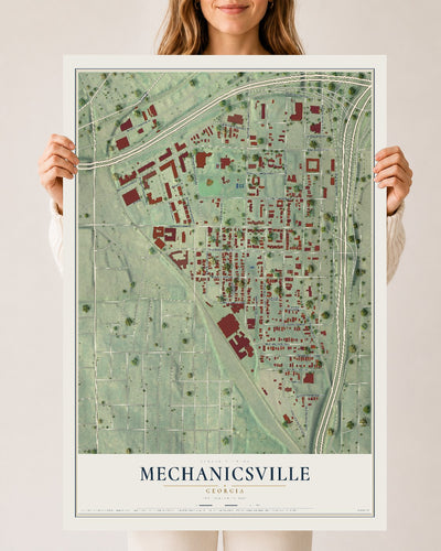 Mechanicsville, Georgia map print, 24" x 36" Archival Matte Print mockup