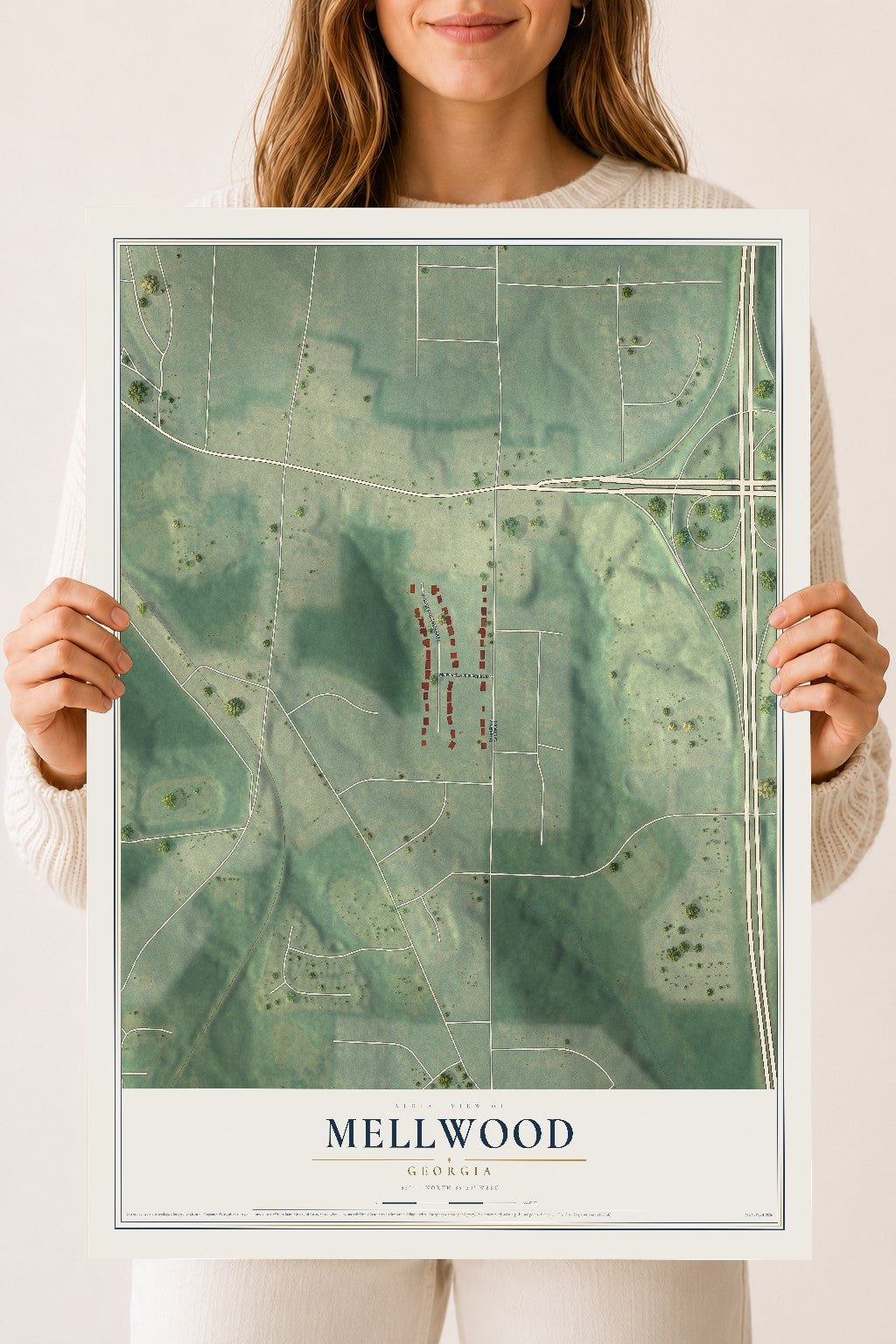 Mellwood, Georgia map print, 18" x 24" Archival Matte Print mockup