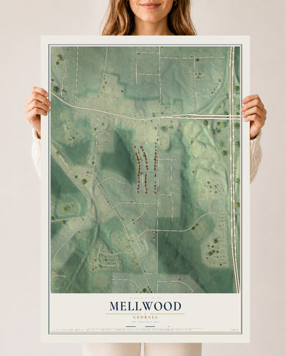 Mellwood, Georgia map print, 24" x 36" Archival Matte Print mockup