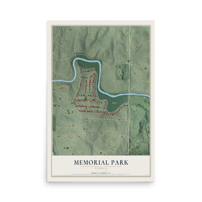 Memorial Park, Georgia map print, 12" x 18" Archival Matte Print mockup