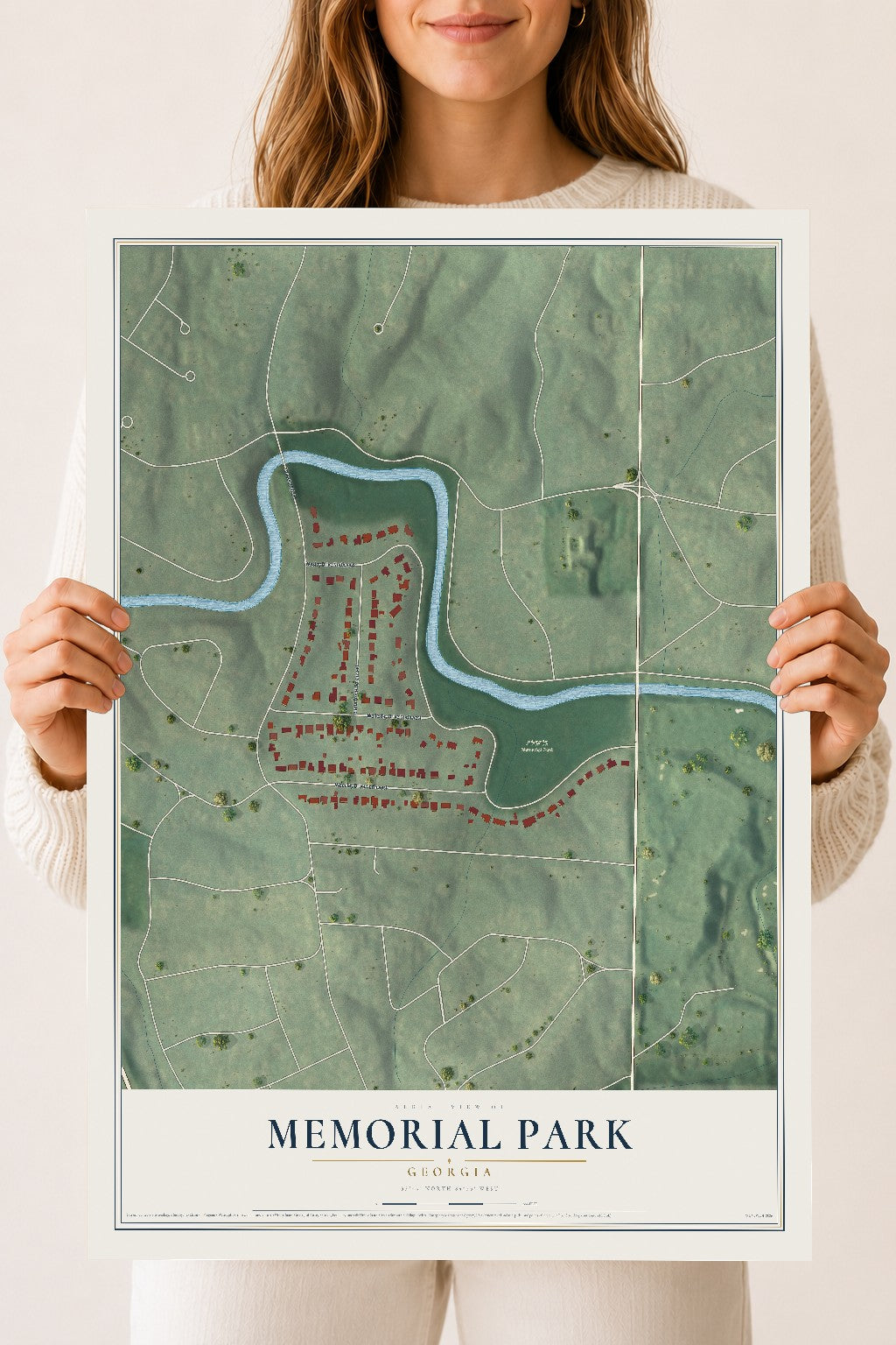 Memorial Park, Georgia map print, 18" x 24" Archival Matte Print mockup