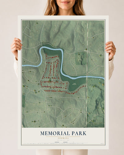 Memorial Park, Georgia map print, 24" x 36" Archival Matte Print mockup