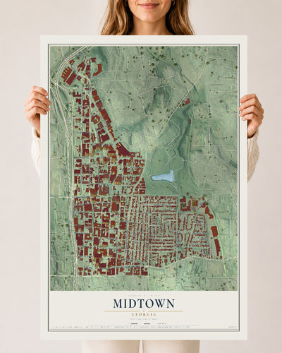 Midtown, Georgia map print, 24" x 36" Archival Matte Print mockup