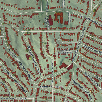 Close-up 1 of the Morningside-Lenox Park, Georgia map artwork