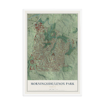 Morningside-Lenox Park, Georgia map print, 12" x 18" W/ White Ayous Wood Frame mockup