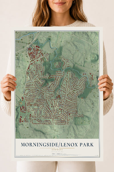 Morningside-Lenox Park, Georgia map print, 18" x 24" Archival Matte Print mockup