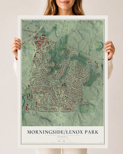 Morningside-Lenox Park, Georgia map print, 24" x 36" Archival Matte Print mockup