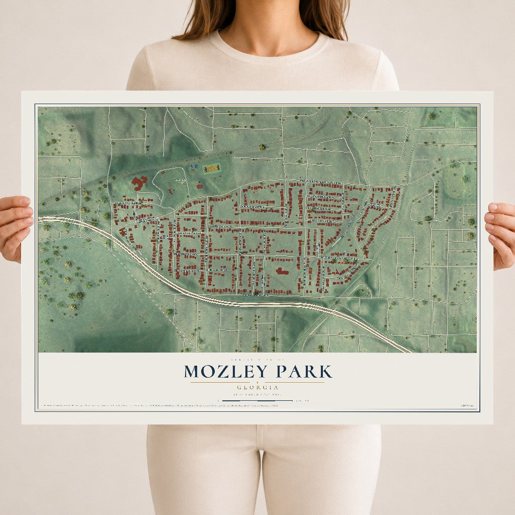 Mozley Park, Georgia map print, 18" x 24" Archival Matte Print mockup
