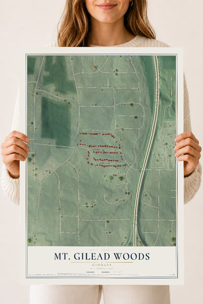 Mt. Gilead Woods, Georgia map print, 18" x 24" Archival Matte Print mockup