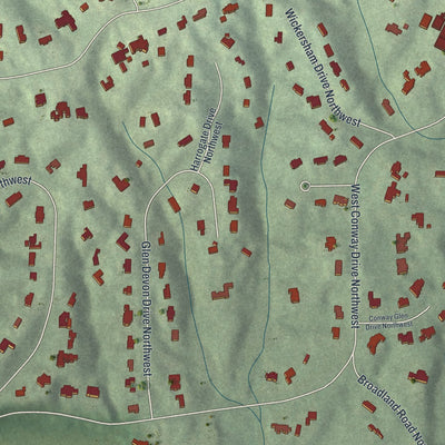 Close-up 2 of the Mt. Paran-Northside, Georgia map artwork