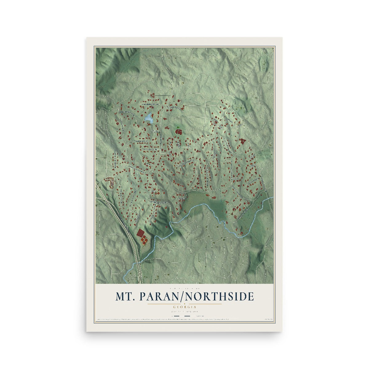 Mt. Paran-Northside, Georgia map print, 12" x 18" Archival Matte Print mockup