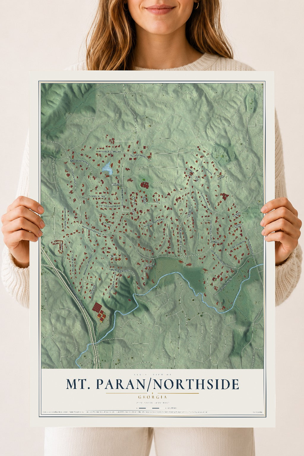 Mt. Paran-Northside, Georgia map print, 18" x 24" Archival Matte Print mockup