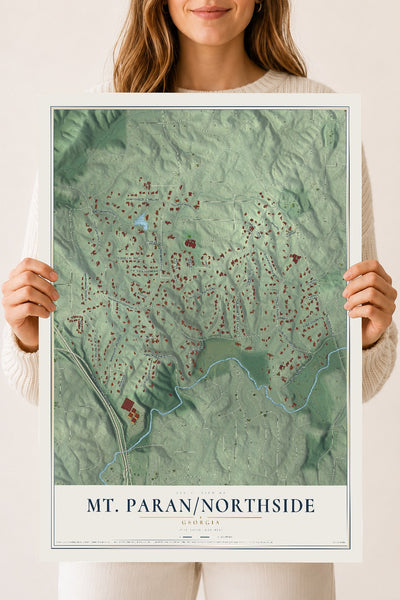 Mt. Paran-Northside, Georgia map print, 18" x 24" Archival Matte Print mockup
