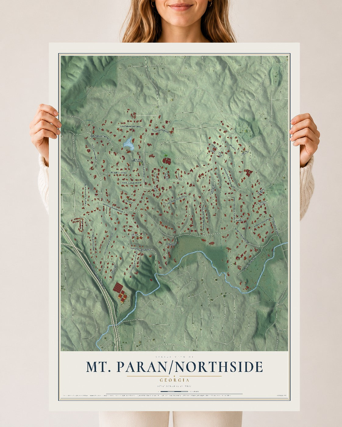 Mt. Paran-Northside, Georgia map print, 24" x 36" Archival Matte Print mockup