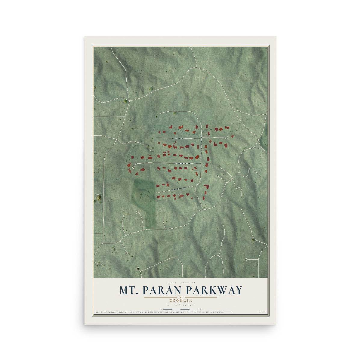 Mt. Paran Parkway, Georgia map print, 12" x 18" Archival Matte Print mockup