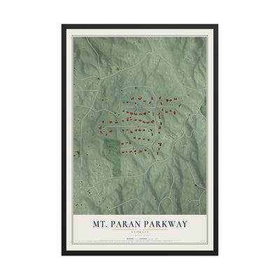 Mt. Paran Parkway, Georgia map print, 12" x 18" W/ Black Ayous Wood Frame mockup