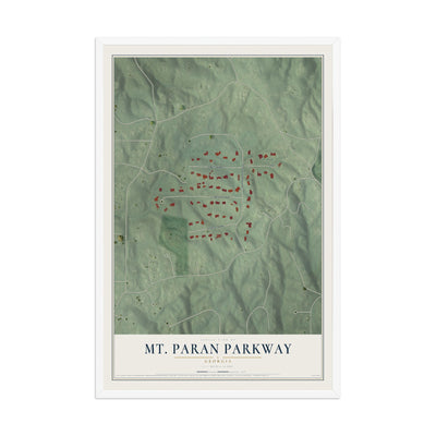 Mt. Paran Parkway, Georgia map print, 12" x 18" W/ White Ayous Wood Frame mockup