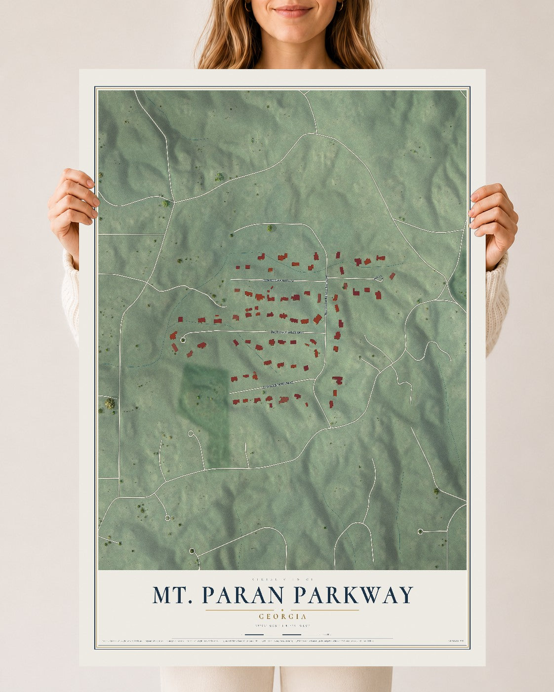 Mt. Paran Parkway, Georgia map print, 24" x 36" Archival Matte Print mockup