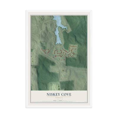 Niskey Cove, Georgia map print, 12" x 18" W/ White Ayous Wood Frame mockup