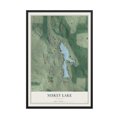 Niskey Lake, Georgia map print, 12" x 18" W/ Black Ayous Wood Frame mockup