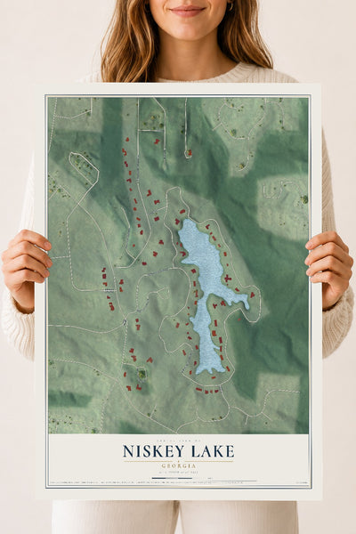 Niskey Lake, Georgia map print, 18" x 24" Archival Matte Print mockup