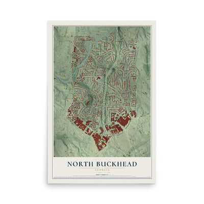 North Buckhead, Georgia map print, 12" x 18" Archival Matte Print mockup