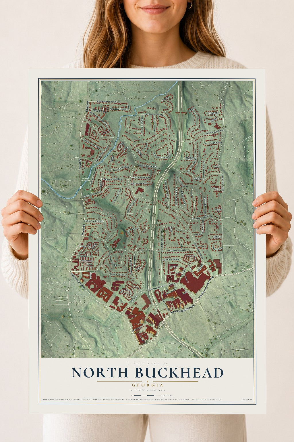 North Buckhead, Georgia map print, 18" x 24" Archival Matte Print mockup