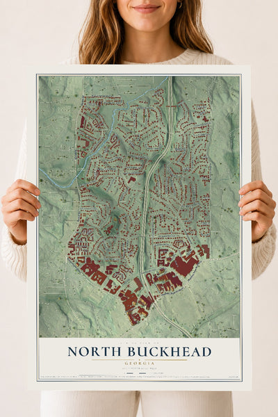 North Buckhead, Georgia map print, 18" x 24" Archival Matte Print mockup