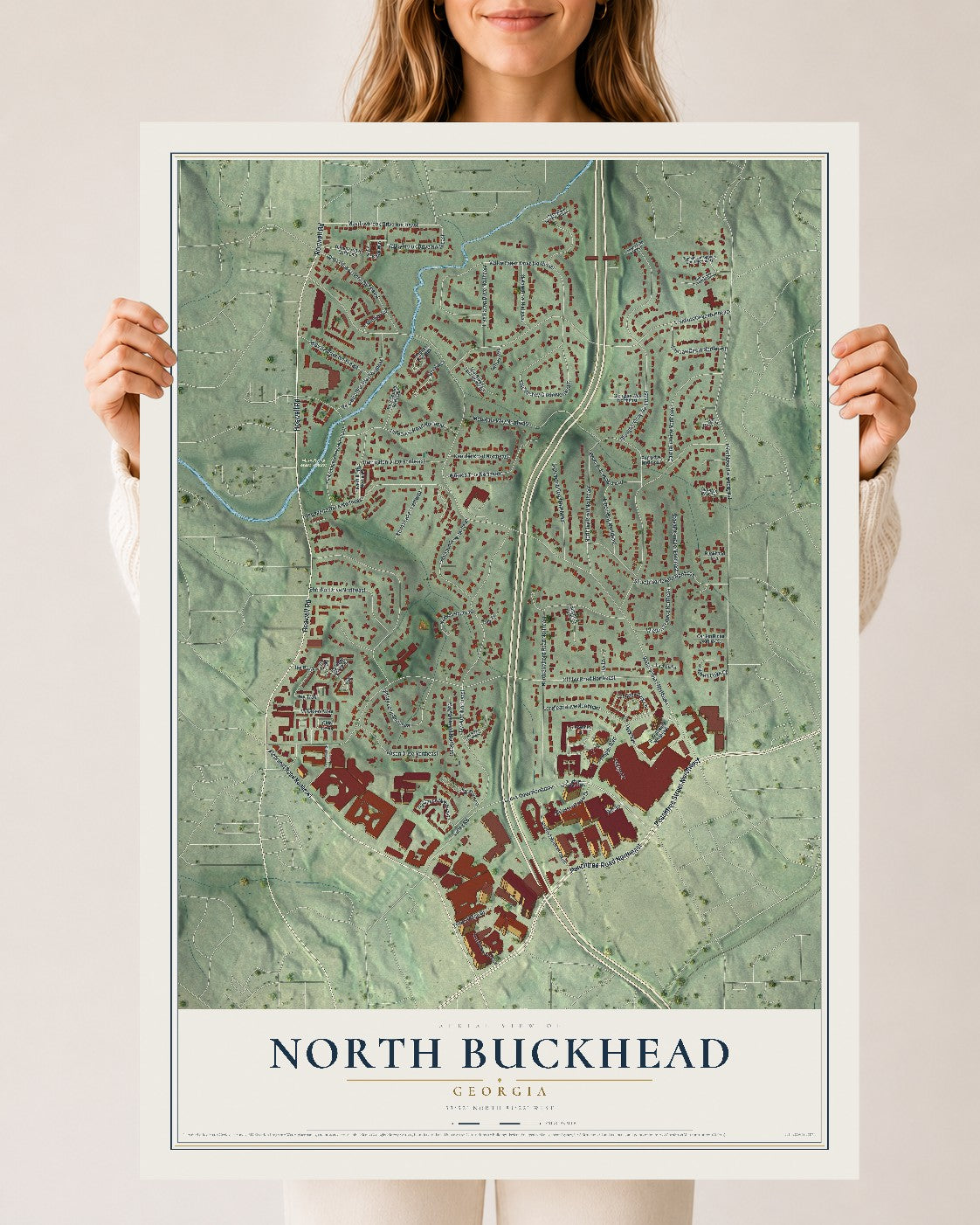 North Buckhead, Georgia map print, 24" x 36" Archival Matte Print mockup
