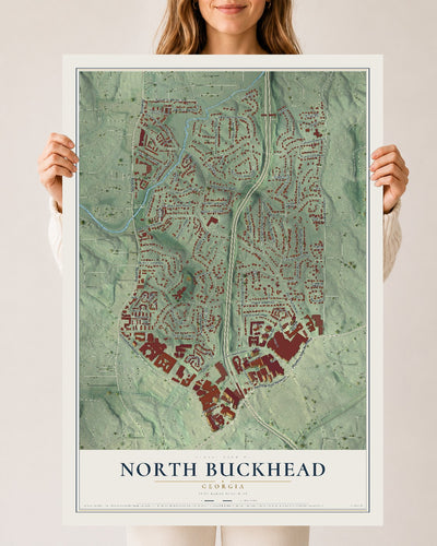 North Buckhead, Georgia map print, 24" x 36" Archival Matte Print mockup