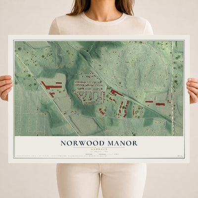 Norwood Manor, Georgia map print, 18" x 24" Archival Matte Print mockup