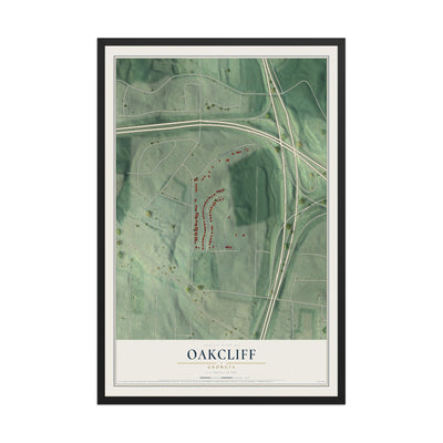 Oakcliff, Georgia map print, 12" x 18" W/ Black Ayous Wood Frame mockup