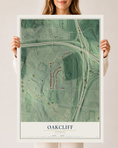 Oakcliff, Georgia map print, 24" x 36" Archival Matte Print mockup