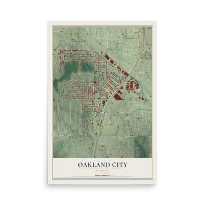Oakland City, Georgia map print, 12" x 18" Archival Matte Print mockup