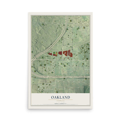 Oakland, Georgia map print, 12" x 18" Archival Matte Print mockup