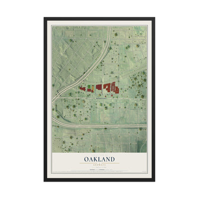 Oakland, Georgia map print, 12" x 18" W/ Black Ayous Wood Frame mockup