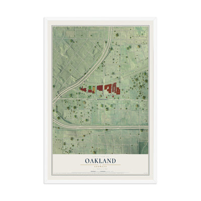 Oakland, Georgia map print, 12" x 18" W/ White Ayous Wood Frame mockup