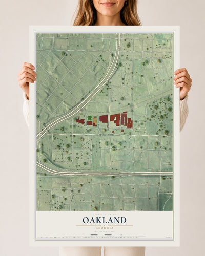 Oakland, Georgia map print, 24" x 36" Archival Matte Print mockup