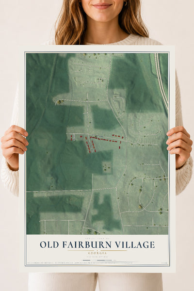 Old Fairburn Village, Georgia map print, 18" x 24" Archival Matte Print mockup