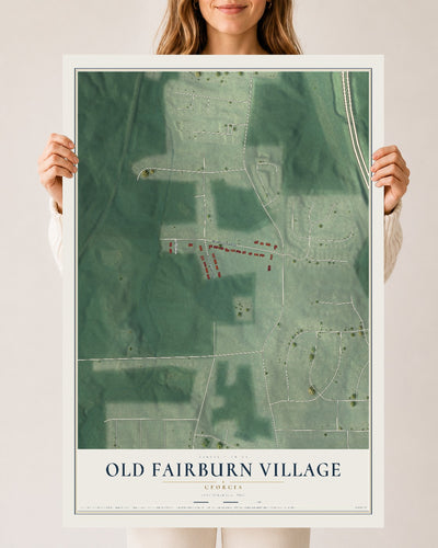 Old Fairburn Village, Georgia map print, 24" x 36" Archival Matte Print mockup