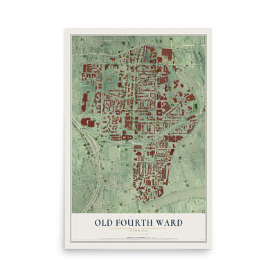 Old Fourth Ward, Georgia map print, 12" x 18" Archival Matte Print mockup