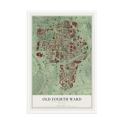 Old Fourth Ward, Georgia map print, 12" x 18" W/ White Ayous Wood Frame mockup