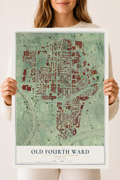 Old Fourth Ward, Georgia map print, 18" x 24" Archival Matte Print mockup